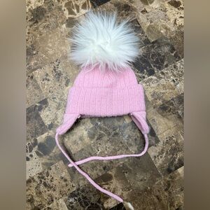 4-30$ Cozy Pink Knit Hat with White Pom for Kids 6-12 months
